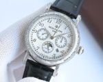 Patek Philippe Complications Silver Engraves Bezel 42mm 9100 Movement 38-48Hours 316LSteel Men Watch